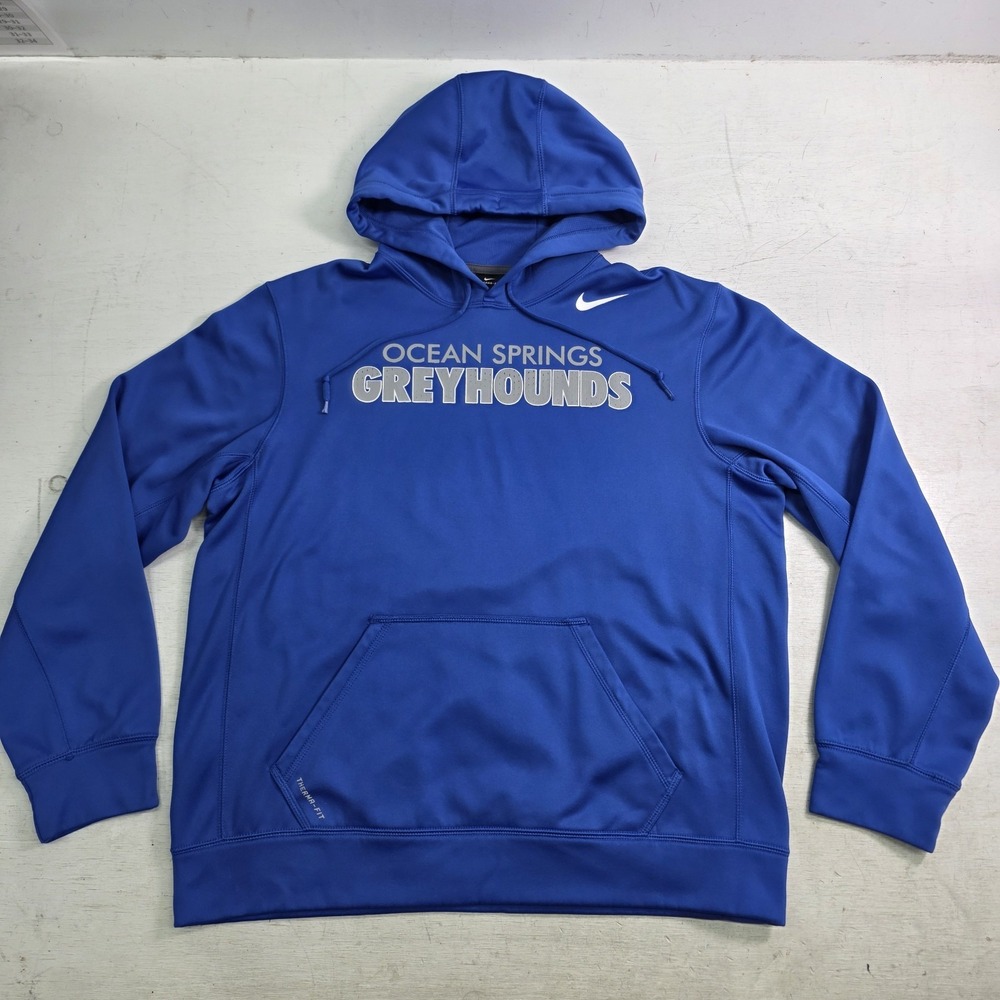 Nike Therma-Fit Ocean Springs Greyhounds MS Hoodie Sweatshirt Men's L Blue EUC
